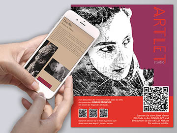 Galerie Plakate mit Informationsoverlays, Künstler Vita Portrait