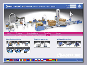 Masterline Maschinen Portal, mehrsprachig, Datenbank, Redaktionssystem, web2print, Web-to-Print, Datenblätter, Produktvideos