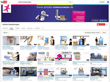 Youtube Kanal für Antalis Verpackungen, Videoportal, Videoschnitt, Videoexport, Videoupload